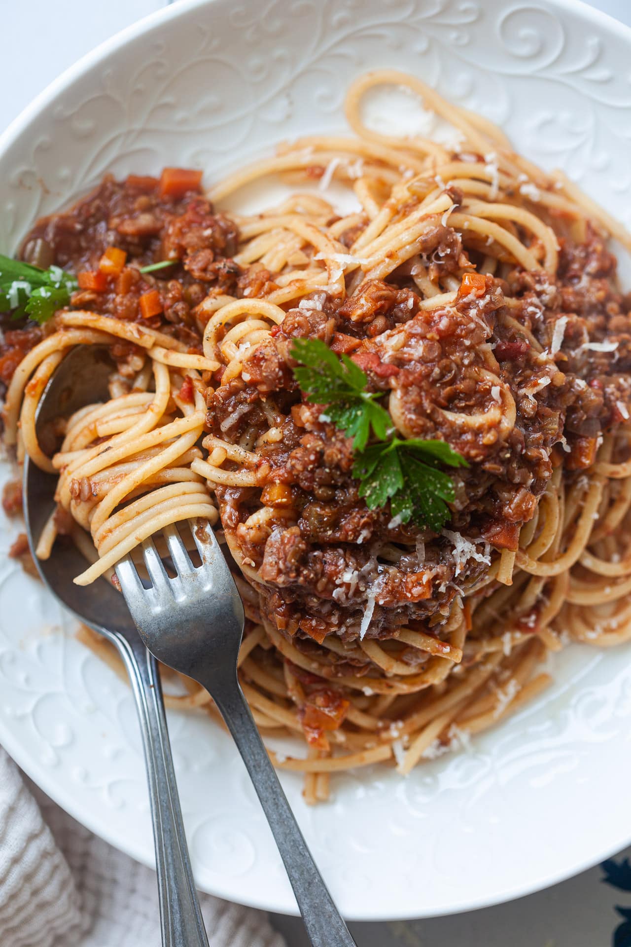 Vegan Spaghetti Lentil Bolognese