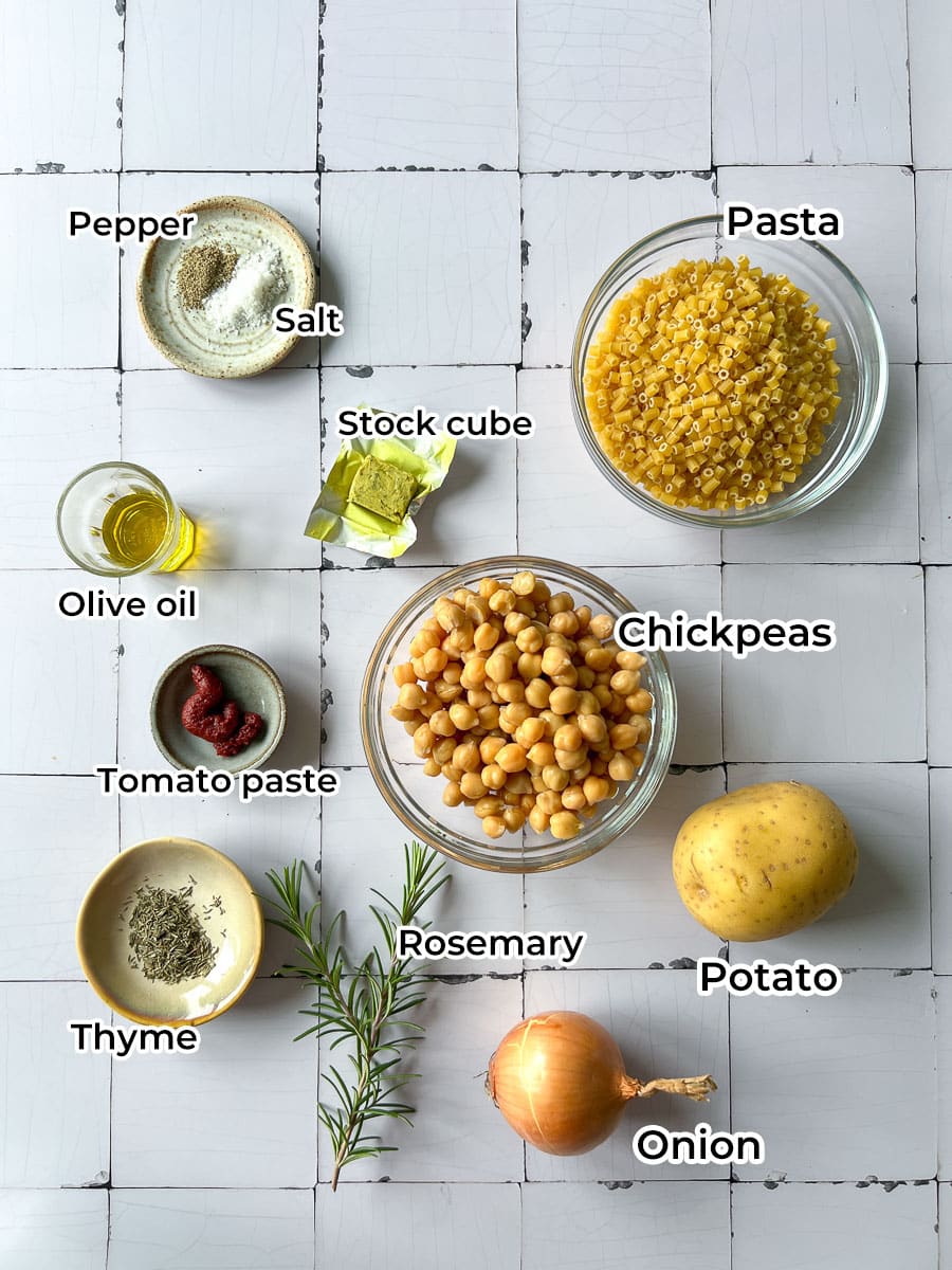 Vegan Chickpea Pasta (Pasta e ceci) Ingredients