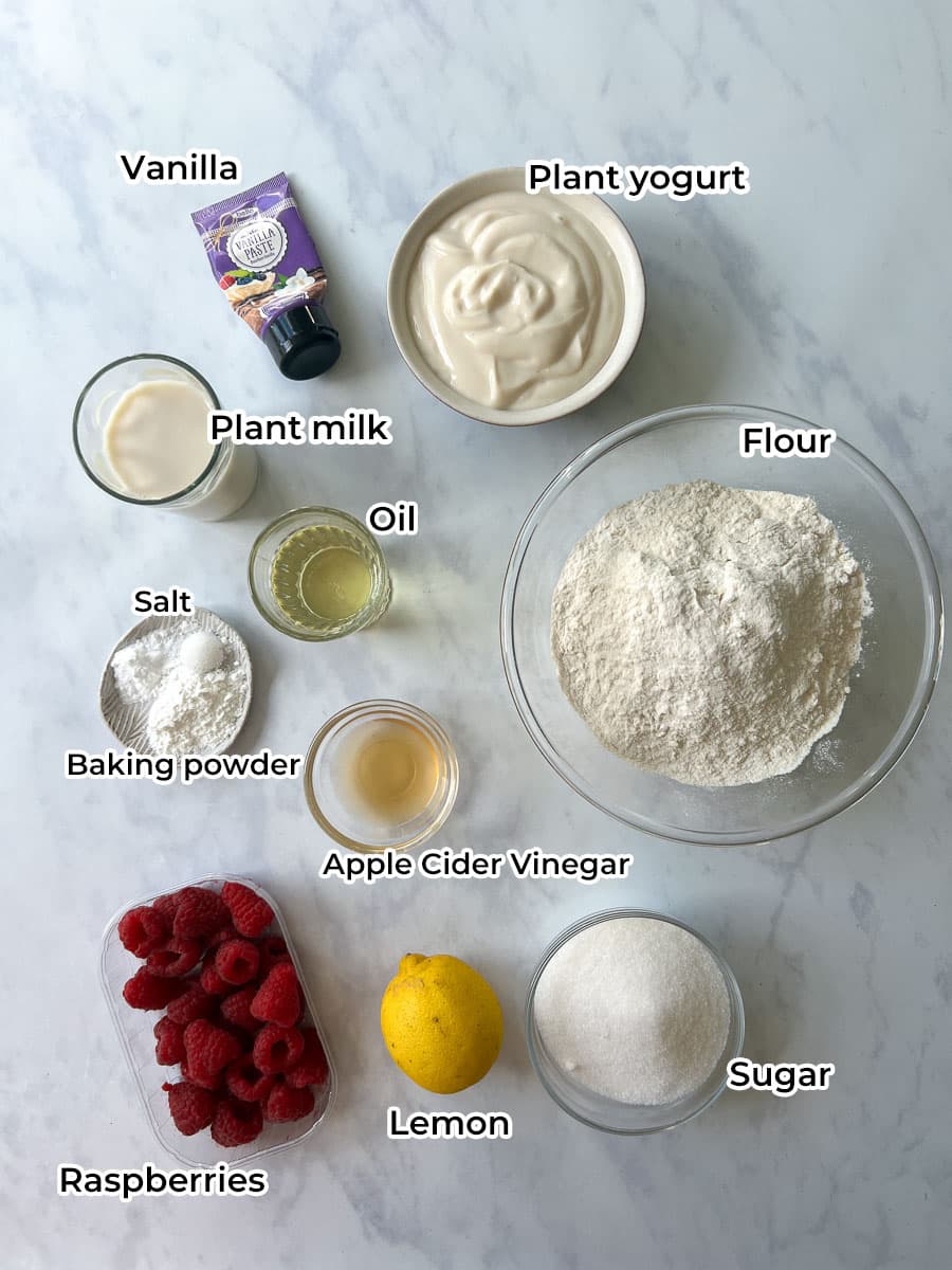 Vegan Yogurt Raspberry Loaf Cake Ingredients