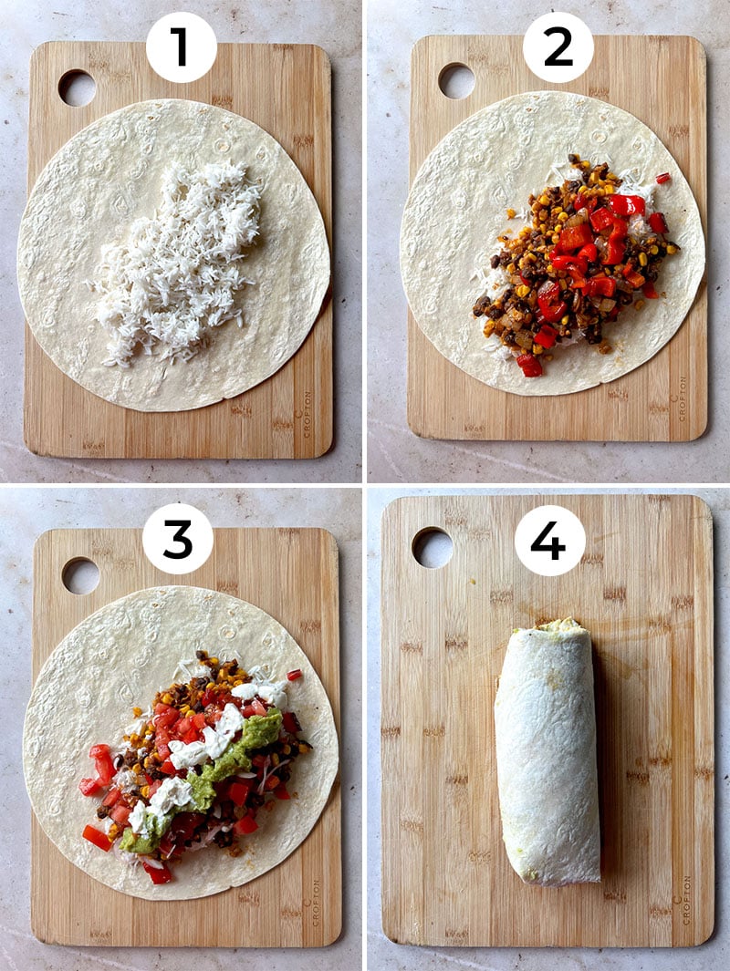 How to fill and wrap a burrito