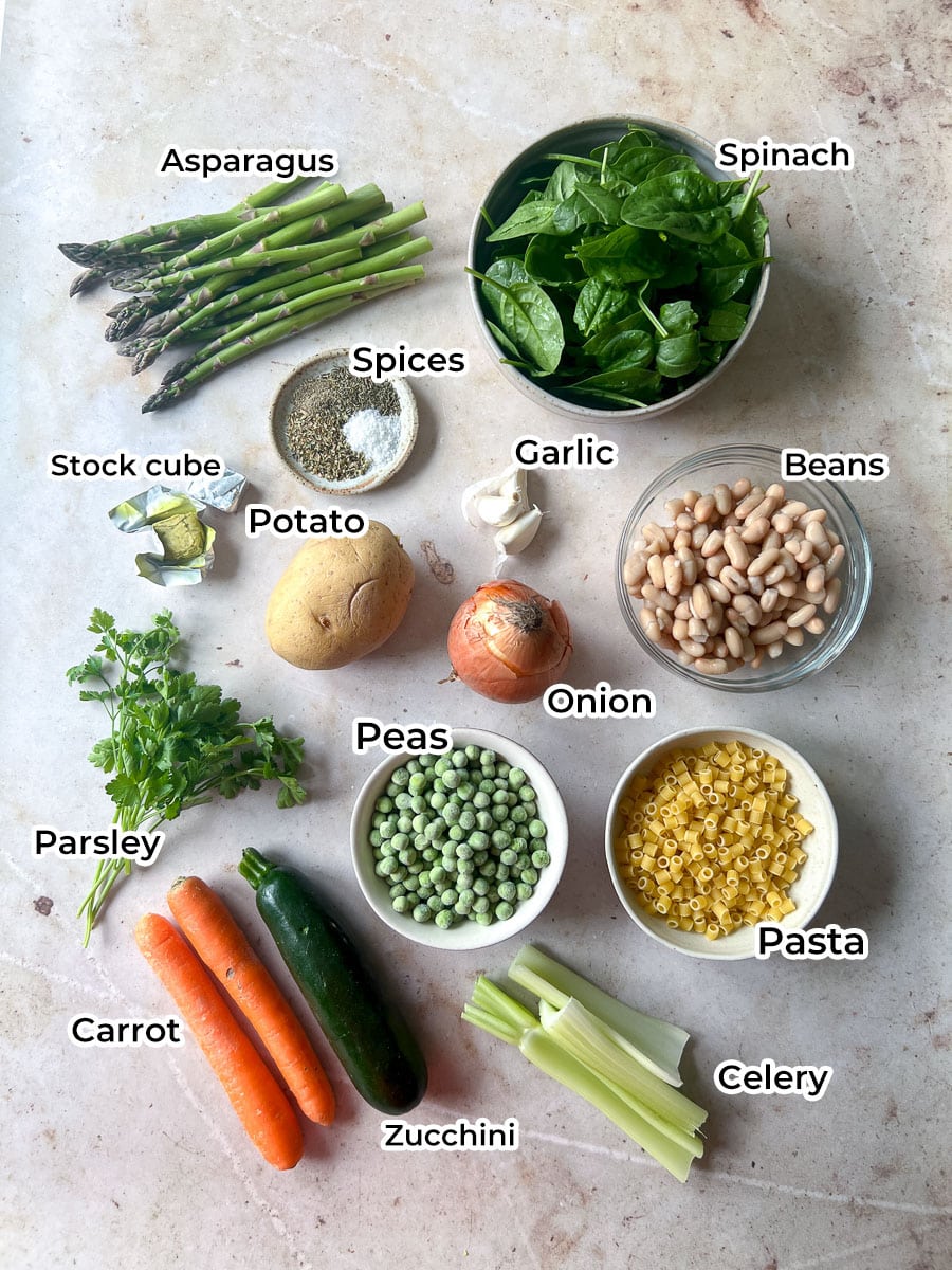 Vegetable Minestrone Soup Ingredients