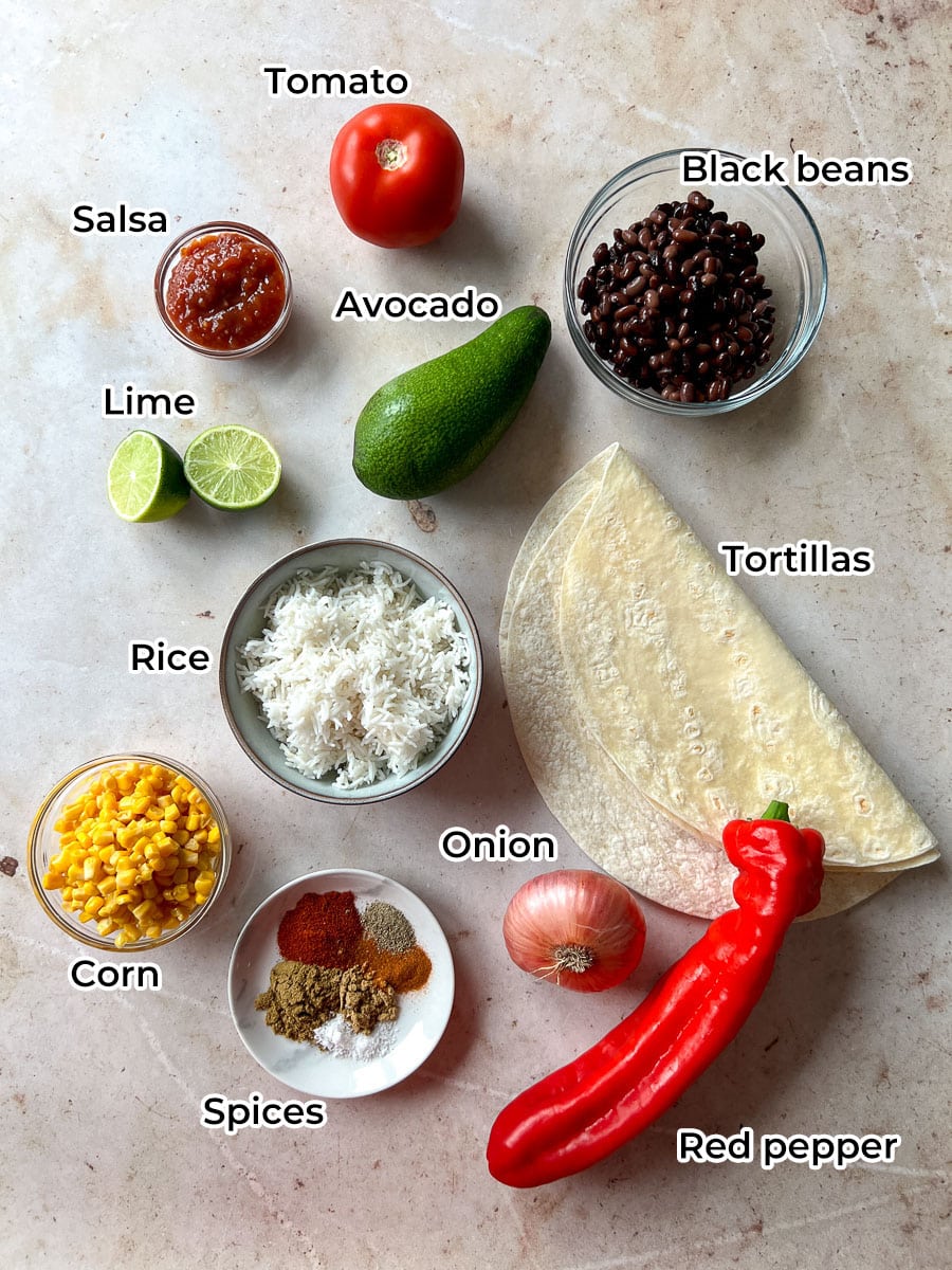 Vegan Black Bean Burritos Ingredients