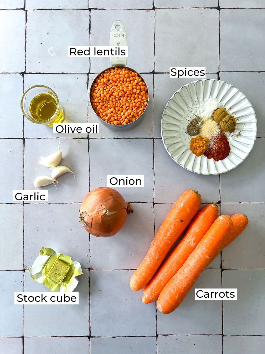 Carrot and Red Lentil Soup Ingredients
