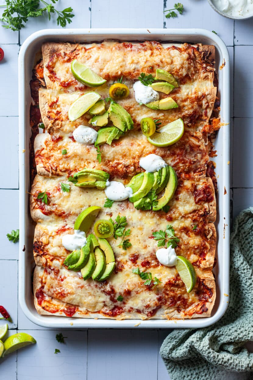 Black Bean Sweet Potato Enchiladas