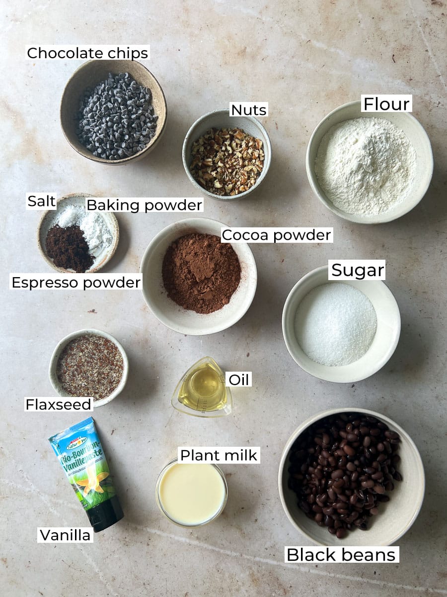 Vegan Black Bean Brownies Ingredients